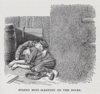 Street Boys sover på hamnen (litho) av American School