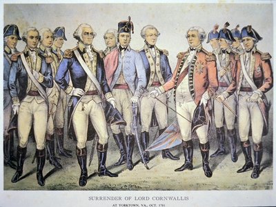 Överlämnande av Lord Cornwallis i Yorktown, Virginia av American School