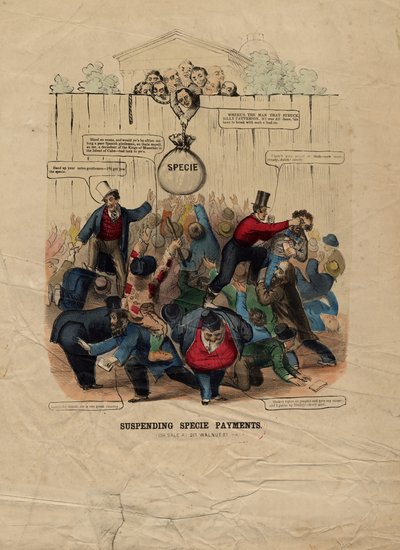 Suspendering av artbetalningar, publicerad i Philadelphia, c. 1857 av American School