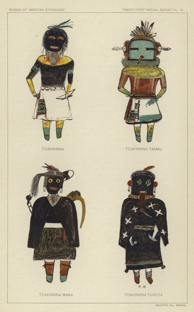 Tcakwaina, Tcakwaina Taamu, Tcakwaina Mana, Tcakwaina Yuadta (färglitografi) av American School