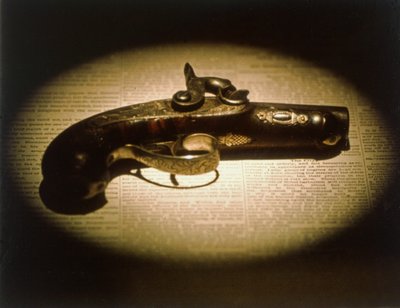 Kalibern .44 Deringer som användes för att mörda Abraham Lincoln (1809-65) av John Wilkes Booth (1838-65) den 14 april 1865 (blandade media) av American School