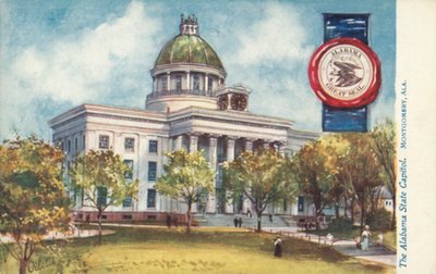 Alabama State Capitol, Montgomery, Alabama (färglitografi) av American School