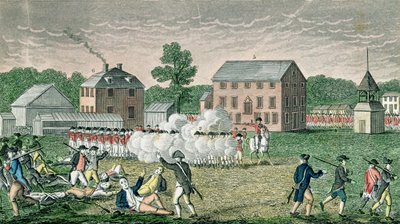 Slaget vid Lexington, 19 april 1775, från "Connecticut Historical Collections", av John Warner Barber, graverad av A. Doolittle, 1832 av American School
