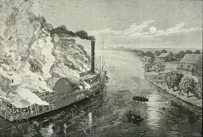 The Burning of the "Robert E. Lee", på Mississippi nära Vicksburg av American School