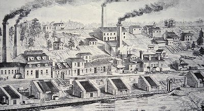 Du Pont Powder Plant, vid Brandywine River (linjegravering) av American School