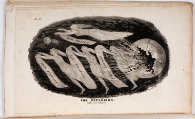 Explosionen, illustration från The Vision of Judgement, eller A Present for the Whigs of 76 and 37 av Junius Jr., 1938 av American School