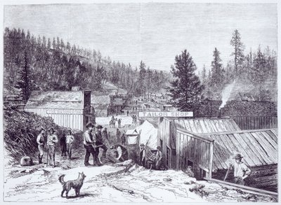 The Indian War, Deadwood City, Black Hills of Dakota, från ett fotografi av S. J. Morrow av American School