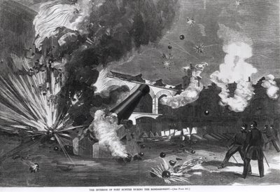 Det inre av Fort Sumter under bombardementet, 12 april 1861, från 