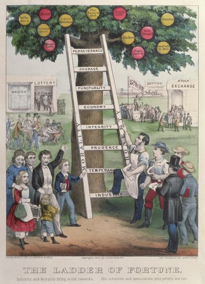 The Ladder of Fortune, pub. av Currier och Ives, New York, 1875 av American School