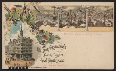 The Louvre Restaurant and Family Resort, San Francisco (färgad gravyr) av American School