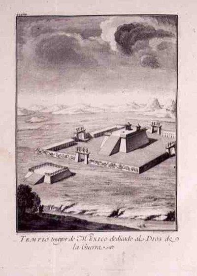 Mexikos huvudtempel, tillägnat krigsgudarna, från Antonio de Solis y Rivadeneira Solis 