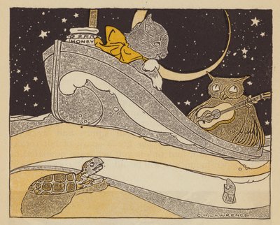 Ugglan och Pussycat (färg litho) av American School