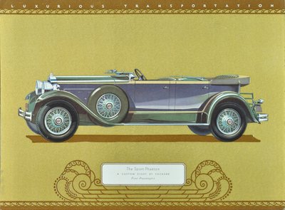 Sport Phaeton, en Custom Eight av Packard, publicerad 1930 (färglitografi) av American School