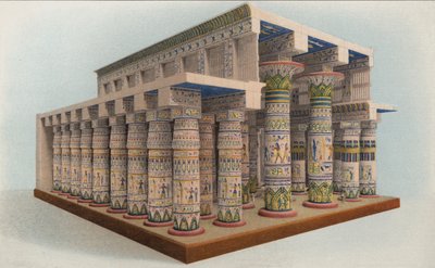 Templet i Karnak, Egypten (färglitografi) av American School