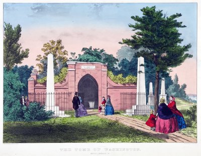 The Tomb of Washington, Mount Vernon, Virginia, pub. c.1857 (lito i färg) av American School