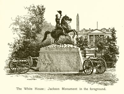 Vita huset; Jackson Monument i förgrunden av American School