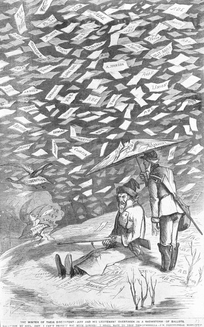 Deras missnöjes vinter, Jeff och hans löjtnant övertagna i en snöstorm av valsedlar, ca 1894 av American School