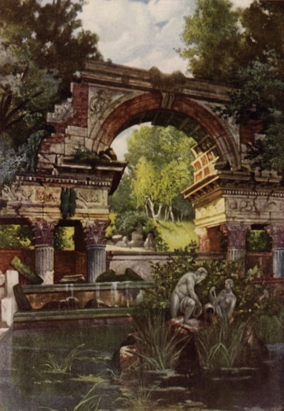 Schönbrunns trädgårdar (färg litho) av American School