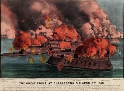 The great fight at Charleston S.C., 7 april 1863, pub. Currier & Ives, 1863 av American School