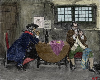 Hackern Henry Every (John Avery, Long Ben, Benjamin Bridgeman) (? -1695) säljer smycken som återvunnits under fiendens attacker Illustration av Howard Pyle (1853-1911) av American School
