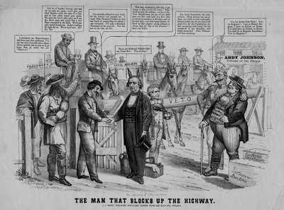 Mannen som blockerar motorvägen, publicerad av J.L. Magee, Philadelphia, ca 1866 av American School