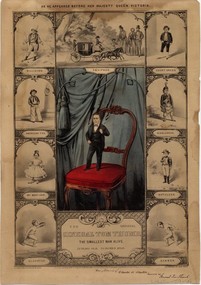 Den ursprungliga General Tom Thumb: the smallest man alive, pub. av Currier & Ives, 1860 av American School