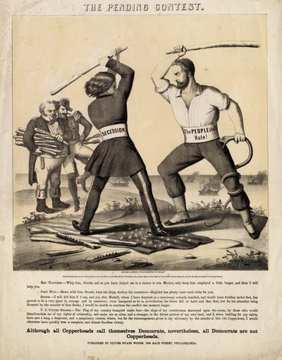 Den pågående tävlingen, publicerad av Oliver Evans Woods: Herline & Hensel Lith., Philadelphia, 1863 av American School