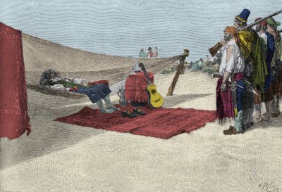 Piraten Sir Henry Morgan rekryterar män för Panamaattacken runt 1670. "" Book of pirates Buccaneers and Marooners of the Spanish Main"" av Howard Pyle av American School