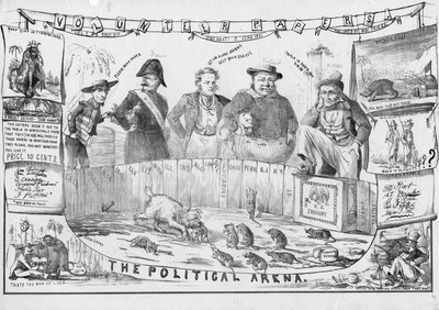 Den politiska arenan, möjligen publicerad i Cincinnati, c.1861 av American School