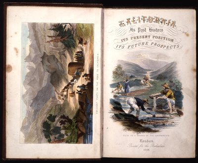 Titelsida i Kalifornien, dess tidigare historia, dess nuvarande position, dess framtidsutsikter av G.A. Fleming, 1850 av American School