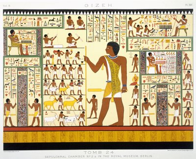Tomb 24, Sepulchral Chamber No. 2a, from Gizeh, Volume II, plate XIV from, Vol 2 Ancient Egypt av Samuel Augustus Binion, publicerad 1887 (toned chromolitho) av American School