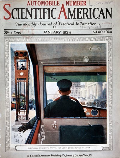 Trafikljustorn och trafikkontroll i New York - i "" Scientific American", januari 1924 av American School