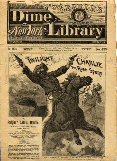 Twilight Charlie, framsidan av Beadles New York Dime Novel, 1888 av American School