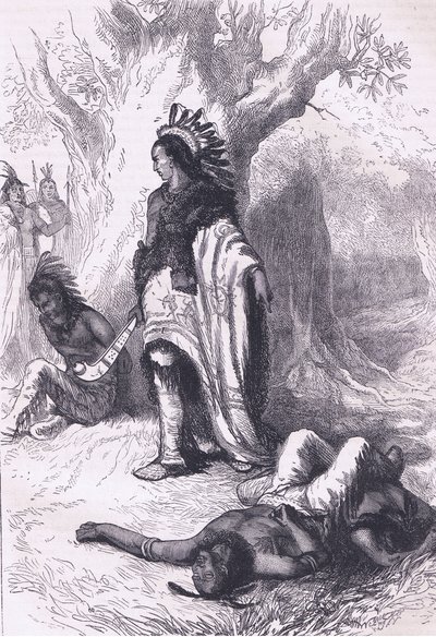 Uncas and Miantonomoh (1643), illustration från Cassell