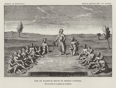 Användning av Wampum-bälten i Indian Council av American School