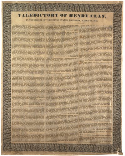 Valedictory of Henry Clay, i senaten i USA, 31 mars 1842 av American School