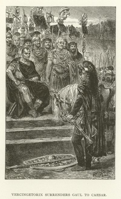 Vercingetorix överlämnar Gallien till Caesar av American School