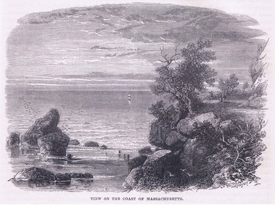 Vy över kusten i Massachusetts 1644, illustration från Cassell