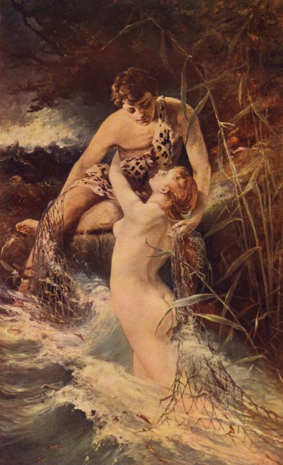 Vattennymf (färg litho) av American School