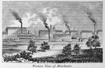 Western View of Manchester, från "Our Whole Country: The Past and Present of the United States, Historical and Descriptive", av John Warner Barber och Henry Hare, 1861 av American School