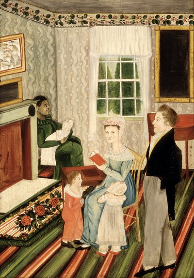 York, Pennsylvania Familj med svart tjänare, ca 1828 (olja på pannå) av American School