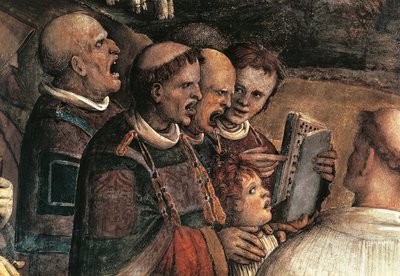 Sångare, detalj från transport av Holy Face av Amico Aspertini