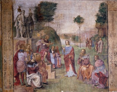 Rättegången mot Santa Cecilia (St Cecilia), ca 1506, av Amico Aspertini (1474 eller 1475-1552), fresk, Oratoriet i Santa Cecilia (St Cecilia), Bologna, Emilia-Romagna. Italien av Amico Aspertini
