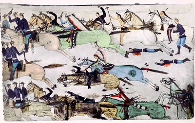 Slaget vid Little Big Horn, Montana, USA, 25-26 juni 1876, c1900 av Amos Bad Heart Buffalo