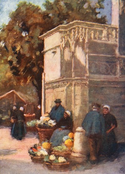 Fontänen Louis XII, Blois (färglitografi) av Amy B. Atkinson