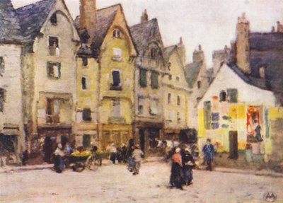 Place Plumereau, Tours (färglitografi) av Amy B. Atkinson
