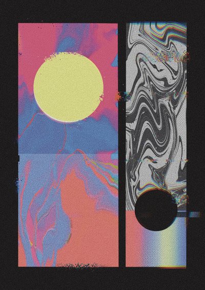 Kosmiska glitch-cirklar av Amy Louise Baker