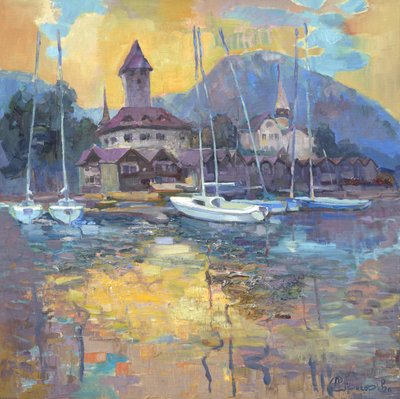 Segelbåtar – speglingar i sjön av Anastasiia Grygorieva