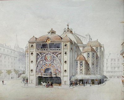 Design för en idealisk teater (akvarell på papper) av Anatole de Baudot