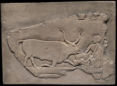 Väggfragment från en grav föreställande en boskapsskötare av Ancient Egyptian